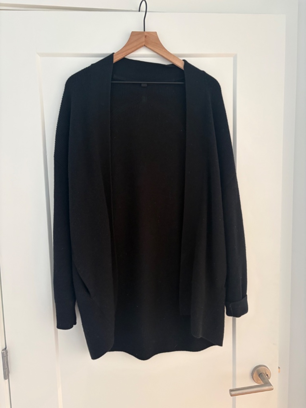 Lululemon Merino Wool Blend Oversized Open Cardigan, Black, Size 4